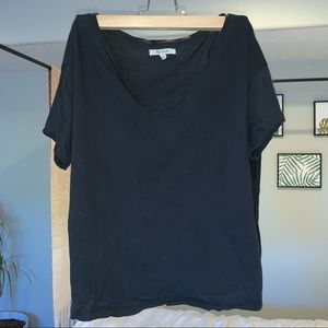 👖 Madewell Supima Cotton Drapey V Neck Crop Tee👖